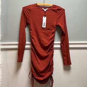 Bb Dakota rust ribbed dress with side ties